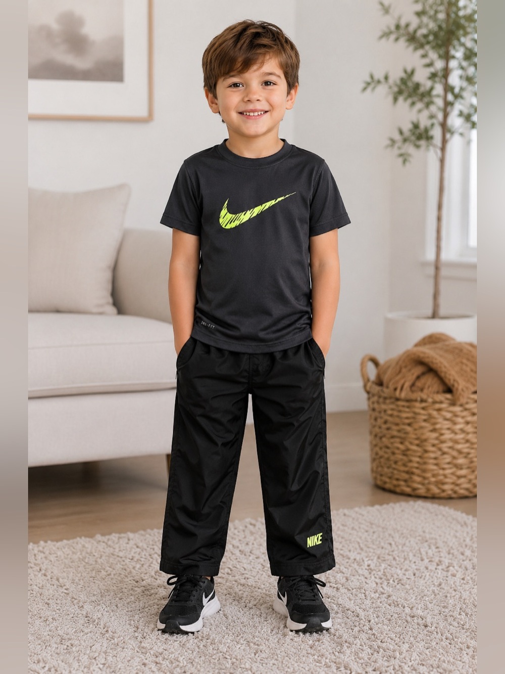 Nike Dri-FIT Graphic T-Shirt and Athletic Pants Two-Piece Activewear Set